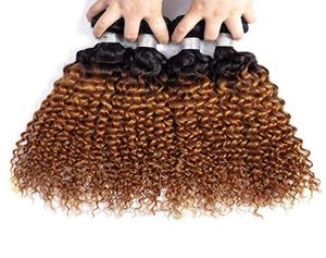 Deep Wave Indian Virgin Human Hair Dark Blonde Ombre Weaves 34 Bundles 1B30 Deep Curly Ombre Hair for Black Women4286423