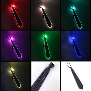 Valentine Day LED Light Up Neck Tie DJ Dance Costume Luminous Neon Men Flashing For Adult Club Props 240106