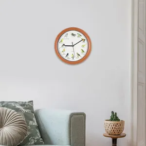 Wall Clocks Bird Clock With Sound That Sing Round Singing Hanging Decor For Shelf Table Living Room Kitchen