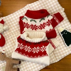 Jul tvåfotad tröja för små och medelstora hundar varm stickad tröja höst- och vinterkattkläder 240106