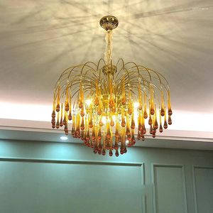 Lustres LED Modern Raindrop Crystal Chandelier Designer Pendurado Iluminação Lampen Lustre Suspensão Luminária para Foyer Sala de Jantar