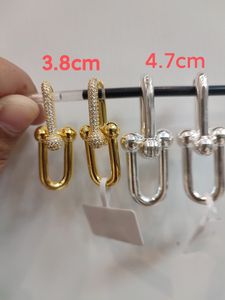 18k Gold lange große Ohrringe Dangle Kronleuchter Kette Link Diamond T Luxus Designer Schmuck Frauen Herren Paar Mode Hochzeitsfeier Geschenke Freundin Silber Mädchen