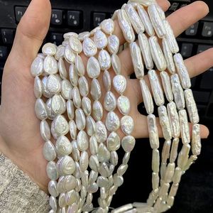 Natural Freshwater Pearl Water Drop Shape Long Strip Loose Beads for Women DIY Fine Necklace Jewelry Making Supplies 240106