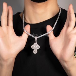 Hip Hop Antike niedliche Cloud Kreuz Anhänger Halskette Schmuck Gra Moissanit Diamant Gold Sterling Sier Kubaner