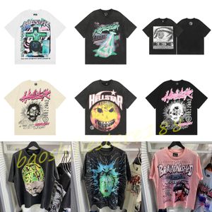 Hellstar t shirt rappe mens kvinnor tshirt rappare tvättade grå svart tungt hantverk unisex kort ärm topp high street mode retro helvete kvinnors t-shirt designers tees h1