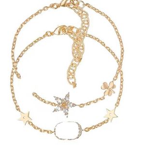 Designer Gold Bead Star Bangle Plated Double-deck Women Fashion Bracelet Width Daily Accessories Party Weddin