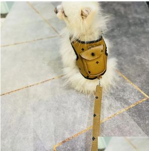 Köpek yakası tasma tasarımcı koşum PU deri sırt çantası yumuşak hava örgü ayarlanabilir evcil hayvan bandad küçük orta köpekler Kirky Teddy