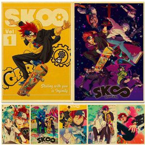 Vintage sk8 o infinito anime japonês cartazes hd cartaz de papel kraft decoração para casa estudo quarto bar café pinturas parede h0928325h