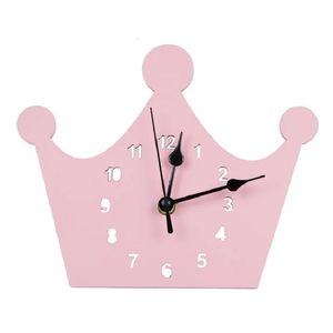 Mädchen rosa Prinzessin Krone Uhr für Kinder Kinderzimmer Dekor Silent Mute Wand dekorative Uhren modernes Design 3D Drop 240106