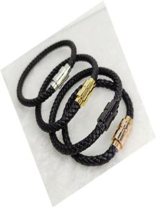 Designers Leather Bracelets Woven Antique Mens black Charm Bracelets Pulseira Masculina Magnet Man bangles fashion Jewelry4804598