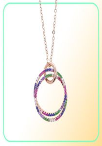 2021 Valentine039s Day Gift Double Round Circle Mix Colorful CZ Women Classic Jewelry Top Quality New Design Necklace Earring S5465809794