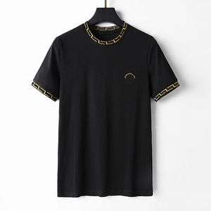 2024 مصمم جديد للرجال T-Shirt الكلاسيكية المطرزة للسيدات القصيرة الأكمام الشارع فضفاضة تي شيرت قميص 100 ٪ القطن الأزياء بالأبيض والأسود عالي الجودة الحجم M-3XL