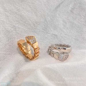 Bvlgaerri Band Designer Rings High Baojia Snake Bone Designer Ring for Men's New Full Diamond Shaped with Inlay Wide Head and Spirit Couple