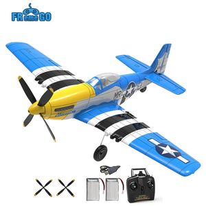 P51D RC 평면 2.4G 4CH 6 축 EPP 400mm P51D Mustang RTF 비행기 1 키 에어로틱 RC 글라이더 항공기 장난제 선물 240106