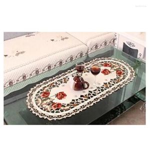 Bordduk spetsar dukar 40 85 cm hembroderad prydnad oval parti vintage dekoration