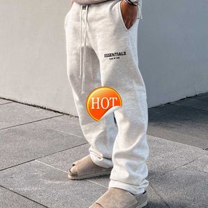 Flockade rakt rör Löst montering Plush Autumn Winter Wide Leg Casual Sports Pants for Men and Women