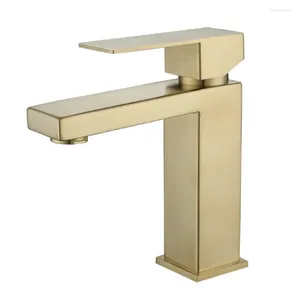 Bathroom Sink Faucets Brass GOLD Deck Mounted Single Hole Handle Cold Mixer Tap Basin Faucet Vanity Water Tapware