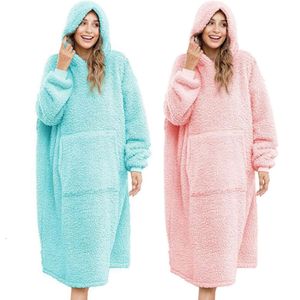 Nowy modny, leniwy pulower z kapturem do europejskiej i amerykańskiej odzieży kobiet, Sherpa Double Fleece Warm Extended Edition