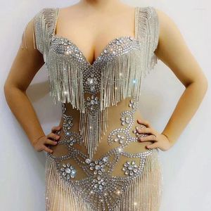 Stage Wear Tassel Mesh Sexy Tight Fitting Clothing For Women's Birthday Celebration Dress Dance Party Costume