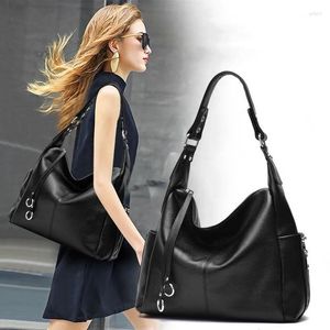 Evening Bags Large Black Women's Shoulder Big Size Casual Tote Bag Quality Genuine Leather Crossbody Female Travel Shopper Handbag