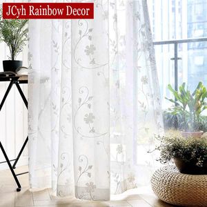 韓国の白い刺繍されたボイルカーテンは、リビングルームのための寝室の窓のカーテンのための薄いカーテンブラインドカスタムメイドドレープ240106
