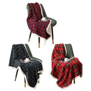 أريكة حرارية سميكة رمي البطانية الأريكة المنقوقة الاسكتلندية تزين بطانية رمي ناعم بطانية مادة البوليستر للأريكة 240106