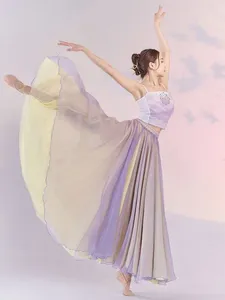 ステージウェアクラシックダンスコスチューム中国語練習服パフォーマンスドレス720度エレガントな妖精の空気ダブルレイヤー
