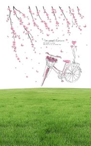 Shijuehezi漫画の女の子の壁ステッカーPVC素材DIYピーチフラワーズ自転車壁デカールキッズルームベビーベッドルーム装飾6489364