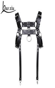 rock Men Male handsome Punk Leather Harness Stud Rivet Goth Handmade cool Bondage Body chest belt Sling Braces shoulder belt5136637