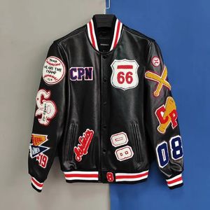 Street Letter Flocking Embroidered Jacket And Coat Men Y2K Harajuku Hip Hop Spliced Motorcycle Baseball Uniform 240106