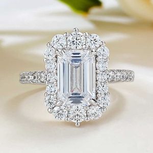 AAA Sınıf Taş Özel Lüks 7.5x10mm 3CT VVS Moissanite Diamond Real 925 STERLING Gümüş Kadın Nişan Yüzüğü