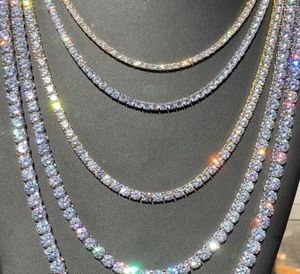 Новая теннисная цепочка Iced Out, 1 ряд, ожерелье с цирконом, блестящие ювелирные изделия в стиле хип-хоп, золотые, серебряные мужские ожерелья с бриллиантами CZ2797049