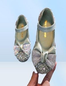 New Children Leather Shoes Rhinestone Bow Princess Girls Party Dance Shoes Baby Student Flats Kids Performance Shoes G2204136622172