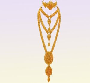 Set di gioielli arabi Dubai per orecchini da donna Collana lunga africana etiope color oro Collana regalo nuziale da sposa 2207213596967