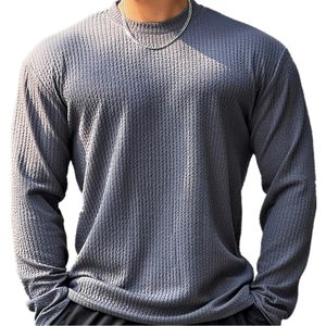 Autumn Winter Casual T-shirt Men Long Sleeves Solid Shirt Gym Fitness Bodybuilding Tees Tops Male Fashion Slim Stripes Clothing 240106