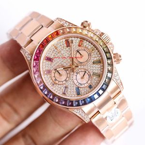 BGF gjorde Super Quality Men's armbandsur 116595 Rose Gold 40mm Colored Diamond Dial Sapphire Luminous Cal. 7750 Mechnicical Automatic Chronograph Mens Watches