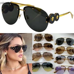 Womens Shield VE2250 Lady Oval Metallrahmen VE Titanlegierung Sonnenbrille Hardware Casual Beach Party Brille