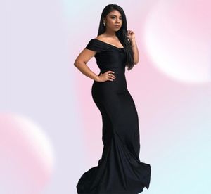 2022 Black Country Style Mermaid Long Bridesmaid Dresses Plus Size Off Shoulder Floor Length Garden Maid of Honor Wedding Party Gu6882649