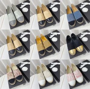 Scarpe casual Scarpe da pescatore in tweed Moda classica Pelle Bocca poco profonda Staffe piatte Slip-on Spago intrecciato Mocassini firmati Ballet Espadrillas trapuntate Scarpe