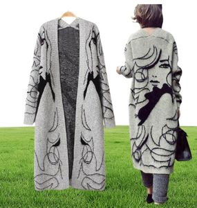 2021 primavera nova women039s suéteres abstrato manga morcego simples médio e longo suéter casaco cardigan whole8680535