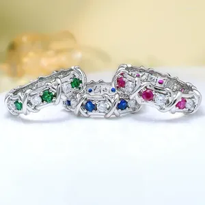 Кольца кластера, модные и роскошные серебряные кольца S925 с высокоуглеродистыми бриллиантами, набор обручальных женских ювелирных изделий, уникальный дизайн