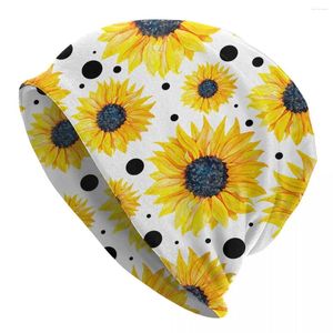 Berretti Cappello a cuffia girasole Cappelli lavorati a maglia Moda Amante dei fiori all'aperto Skullies Berretti Cappellini estivi unisex