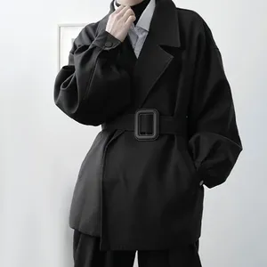 Men's Suits Men Functional Elegant Casual Suit Autumn Winter Genderless Fashion Loose Trend Versatile Solid Color Belt Decorated Coat Unisex