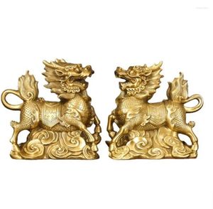 Dekorativa figurer Mässing Kirin Decoration Crafts Office vardagsrum Hemöppningen gåva