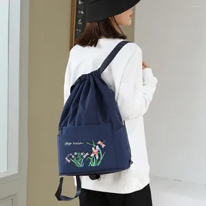 Borse da scuola Zaino con coulisse da donna con tasca con cerniera Borsa a tracolla per fitness Nuoto impermeabile Palestra sportiva pieghevole multifunzionale