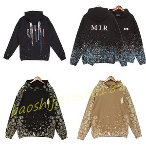 Erkek Graffiti Hoodies Tasarımcı Hoodies Sweatshirts Mens Amirs Hoodys Logo Baskı Sweatpants Trend Mektubu Sıçraması Mürekkep Daman Jogger Erkekler Takip A Miri Hoodie H