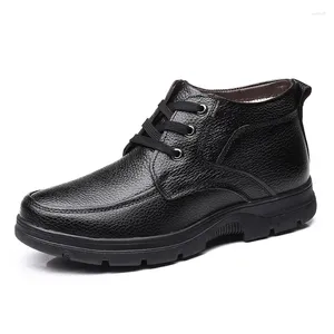 Boots Genuine Leather Shoes Men Winter -30 Warm Cotton Cow Man Ankle Casual Male Footwear KA1884