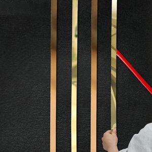 5M/Roll Gold Wall Sticker Strip Stainless Steel Flat Self Adhesive Living Room Decoration Mirrors for Home Wall Edge Strip 240106