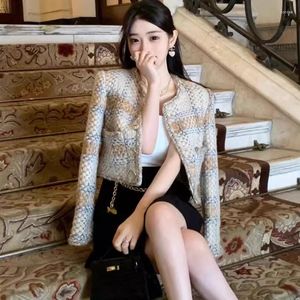 Women's Jackets Small Fragrance Coat Autumn Winter French Fashion Braid Tweed Single Breasted Ladies Sweet Short Wool Jacket