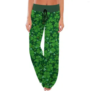 Spodnie damskie komfort piżama św. Patryk's Print sznurka szeroka noga ropa de mujer odzież sprzedaż 2024 Pantalones